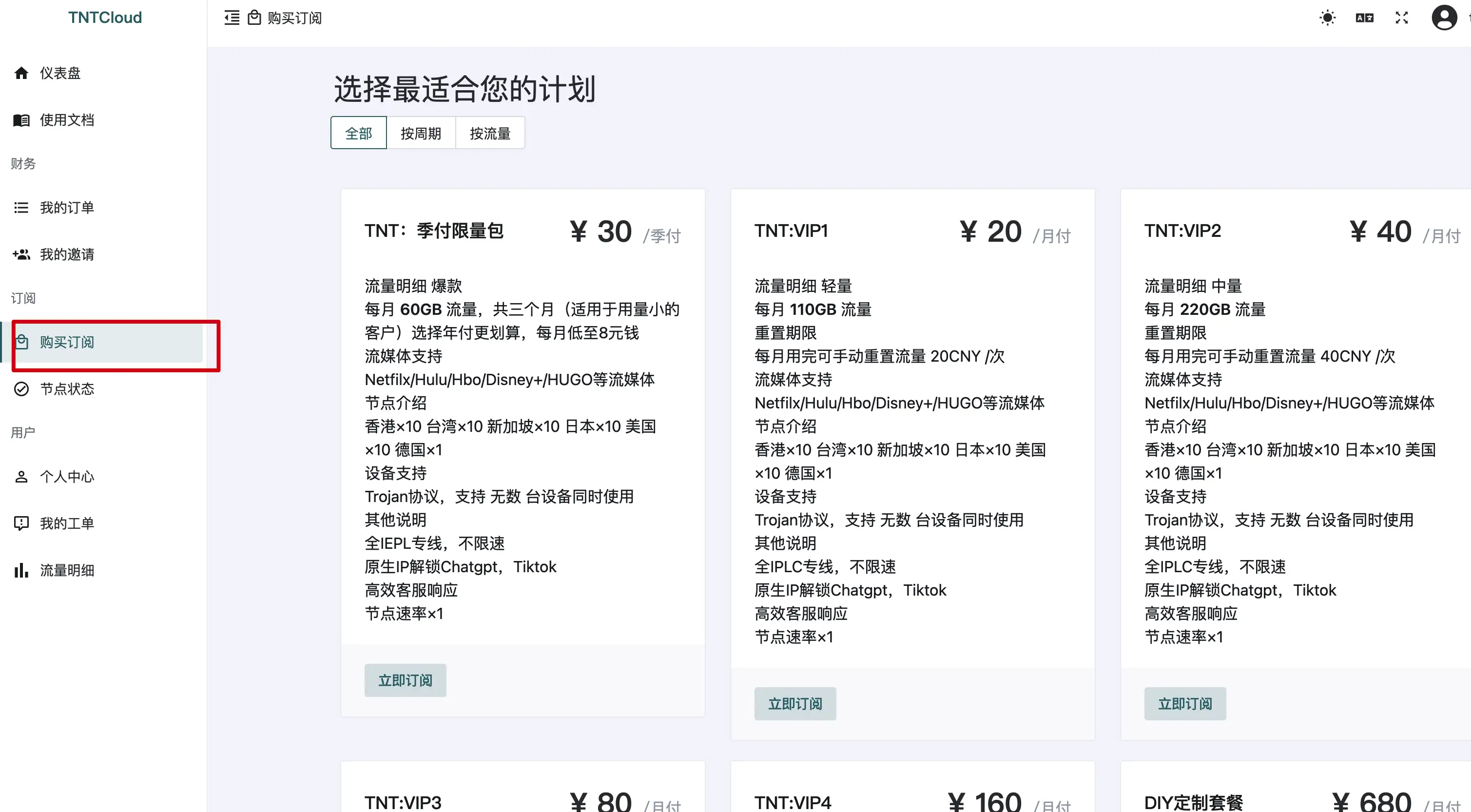 购买套餐
