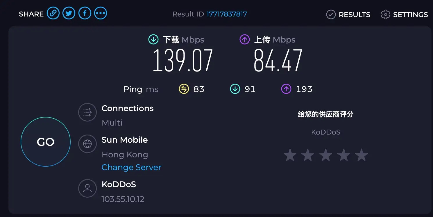 PureVPN Speedtest 测试