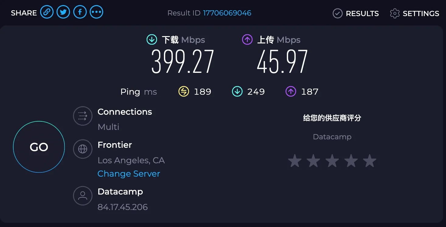 NordVPN Speedtest 测试